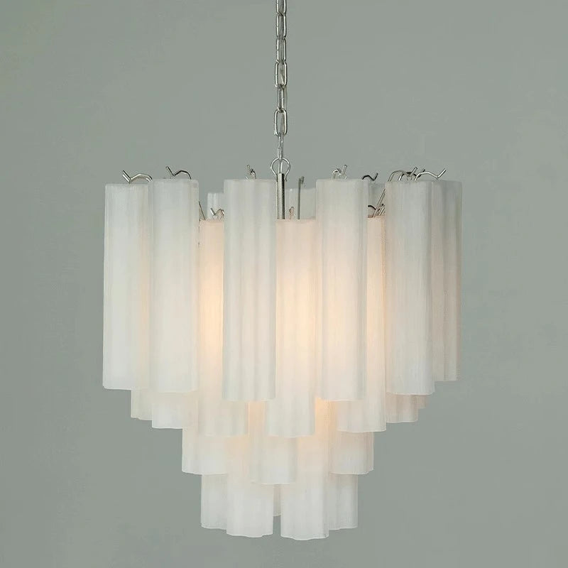 [Vetro Colorato] Art Deco Glass Tube Chandelier Stained