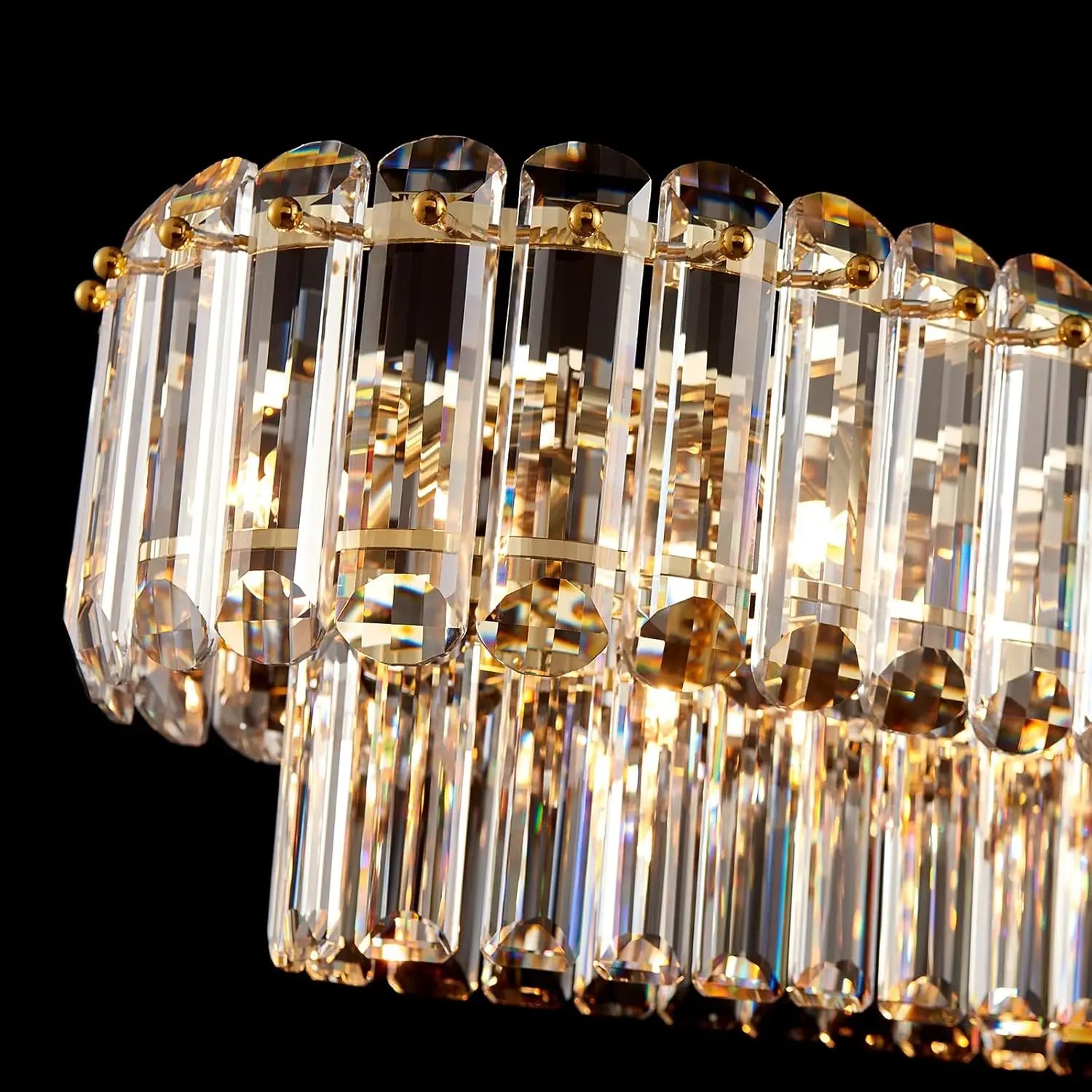 [Rettangolo] Gold Crystal Chandelier Rectangle Luxury