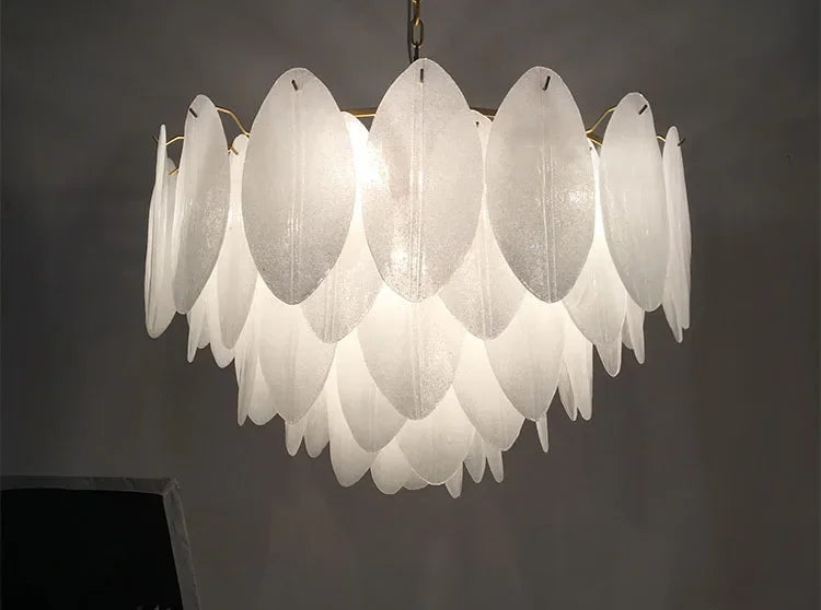 [Foglia] Glass Pendant Chandelier White