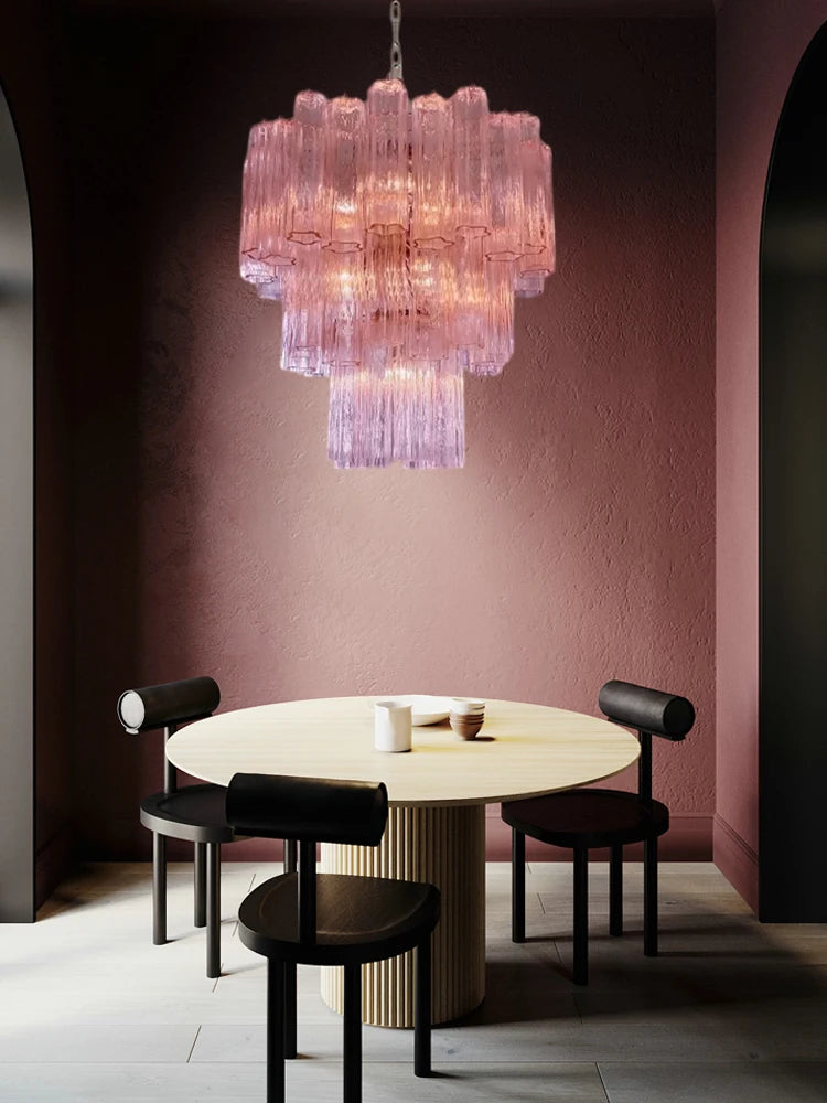 [Bellissima] Pink Glass Art Chandelier French E14