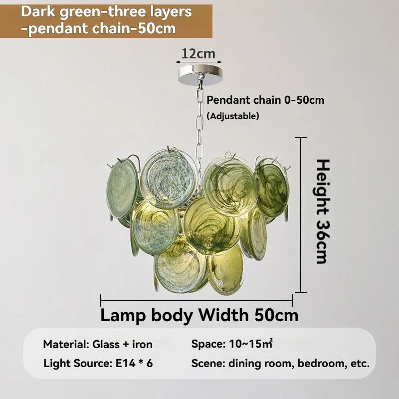 [Verde] French Vintage Green Glass Chandelier Murano