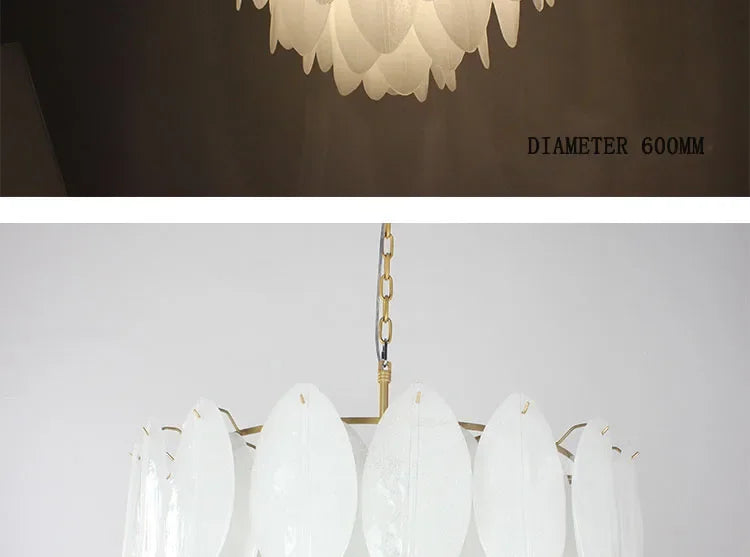[Foglia] Glass Pendant Chandelier White