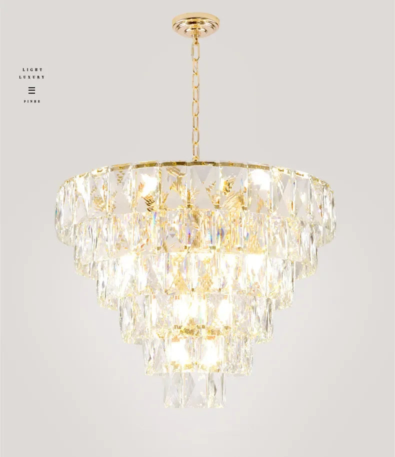 [Aurelia] Gold Crystal Chandelier Modern Lustre