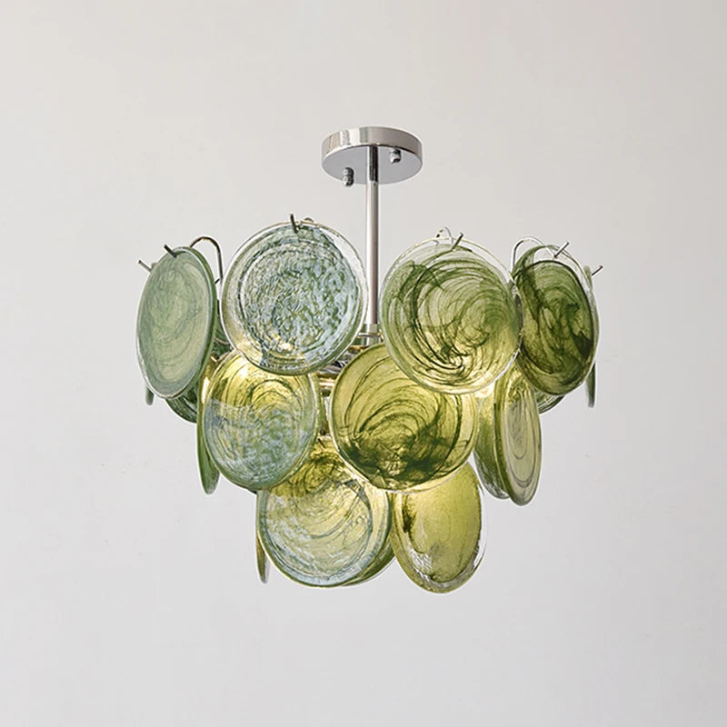 [Verde] French Vintage Green Glass Chandelier Murano
