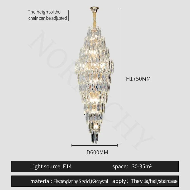 [Grandioso] European Duplex Crystal Chandelier Villa Luxury