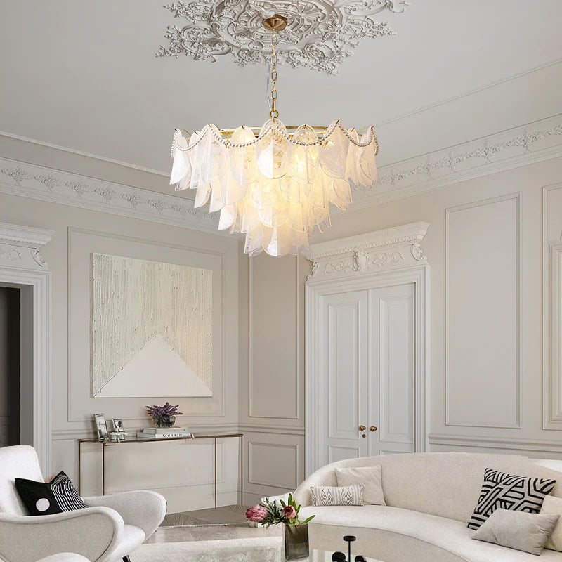 [Nuvola] French Cloud Glass Chandelier Luxury Pearl Petal
