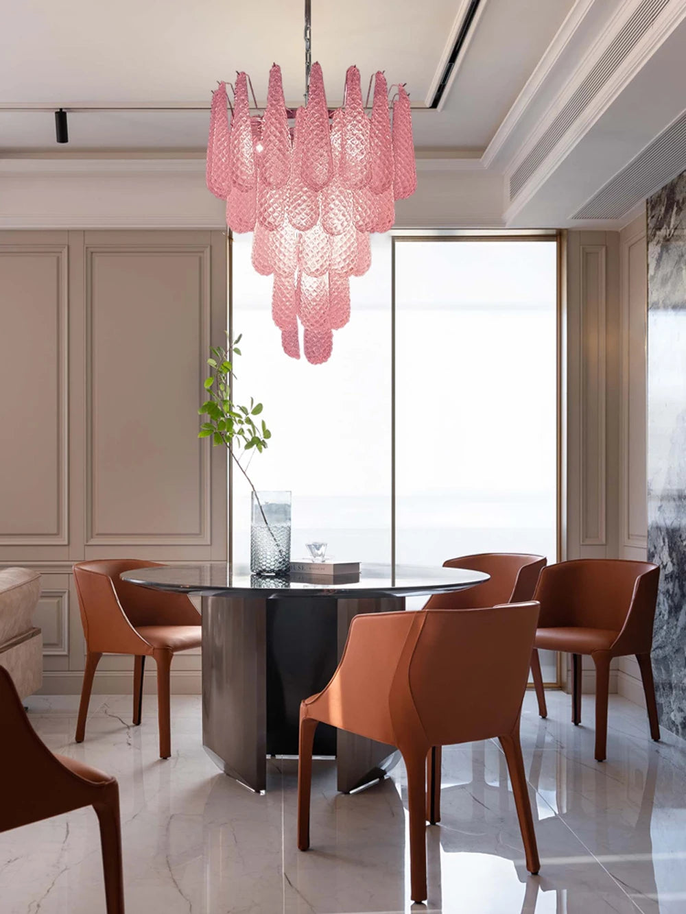 [coloreno] French Glass Chandelier Blue Pink White