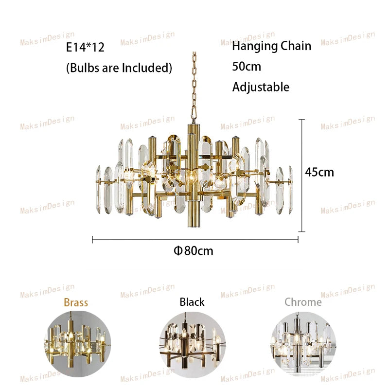 [Plafonnier] Crystal Ceiling Chandelier Brass Modern