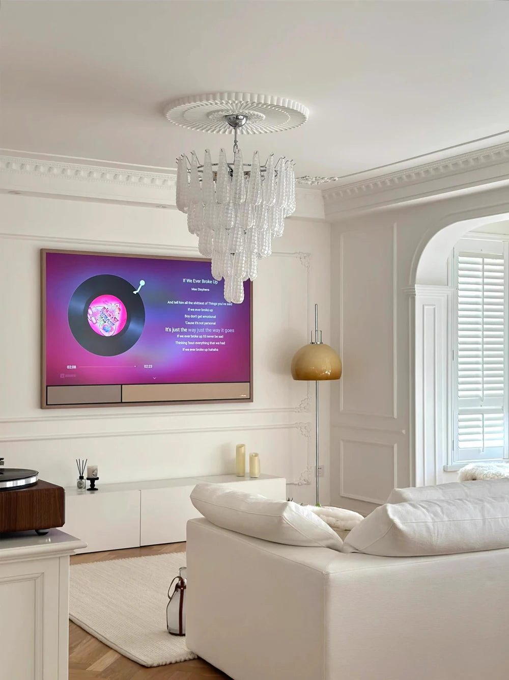 [coloreno] French Glass Chandelier Blue Pink White