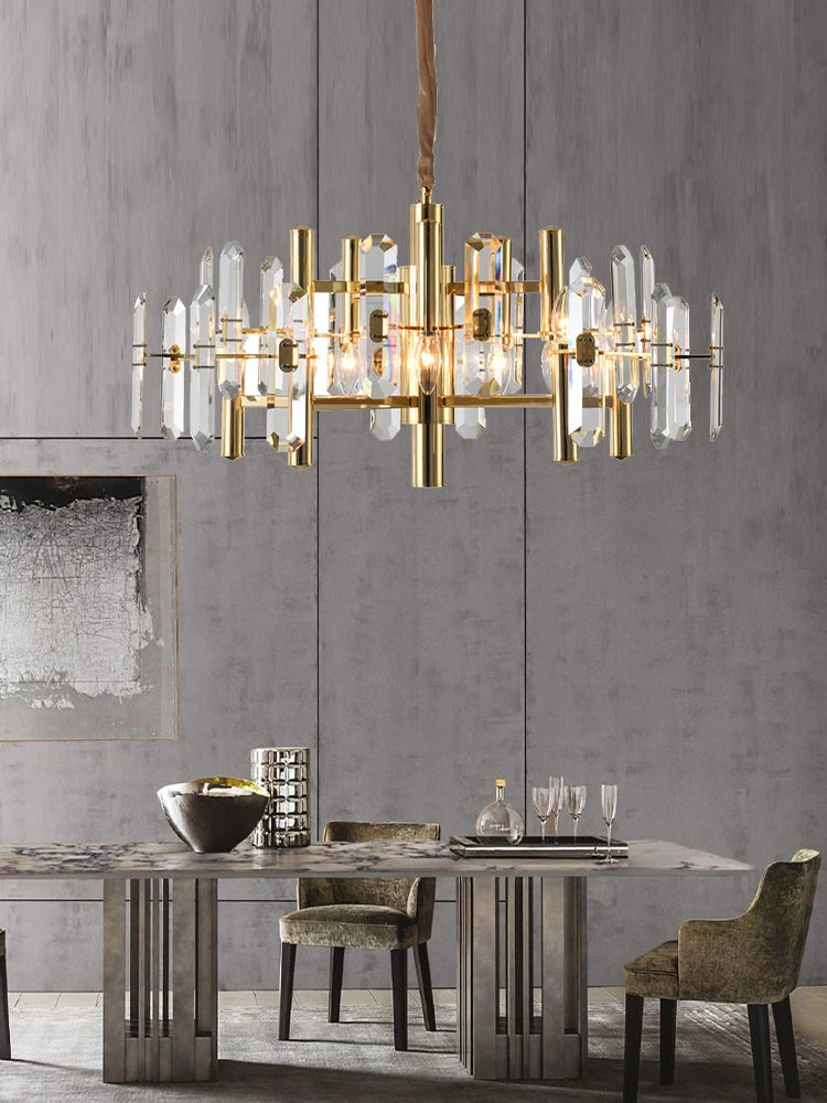 [Plafonnier] Crystal Ceiling Chandelier Brass Modern