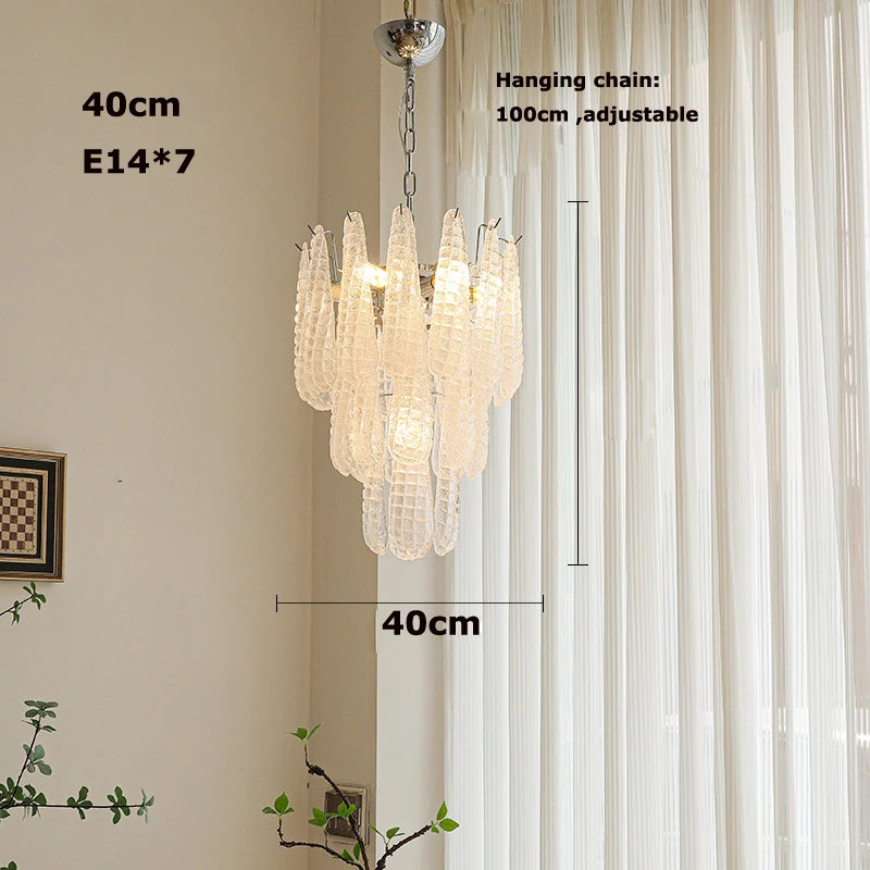 [coloreno] French Glass Chandelier Blue Pink White