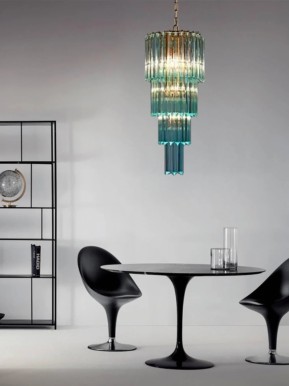 [Cottage] Vintage European Glass Chandelier Staircase