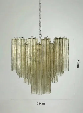 [Vetro Colorato] Art Deco Glass Tube Chandelier Stained