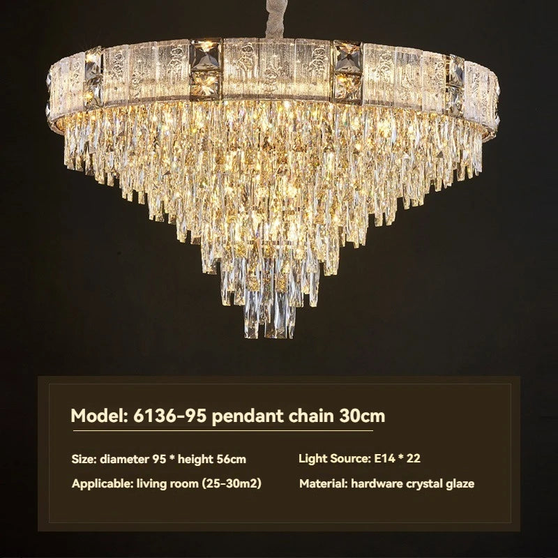 [Opulenza] Gold Crystal Chandelier Luxury