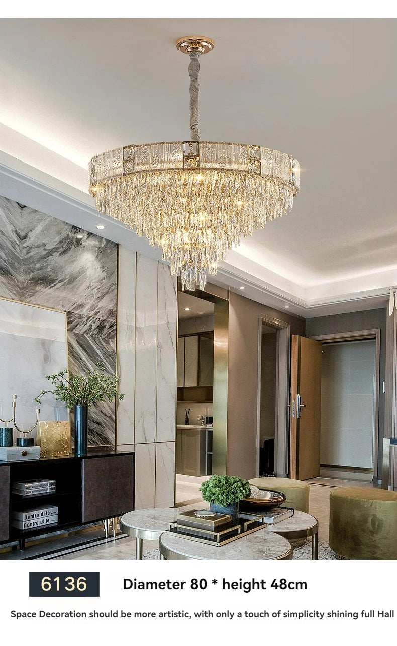 [Opulenza] Gold Crystal Chandelier Luxury