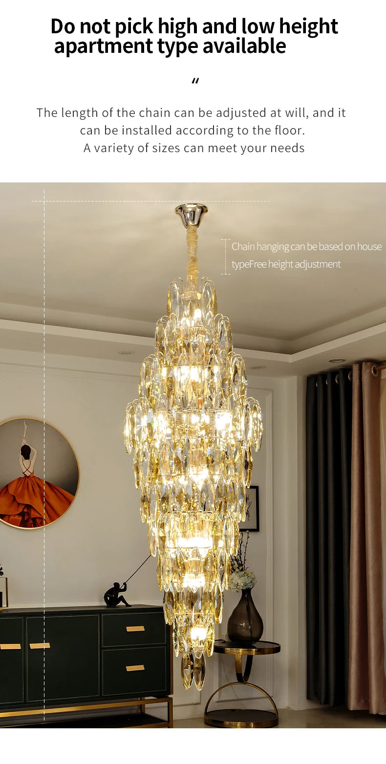 [Grandioso] European Duplex Crystal Chandelier Villa Luxury