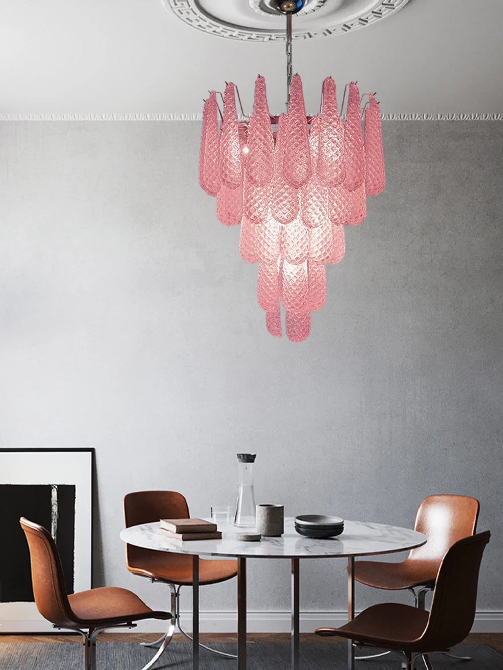 [coloreno] French Glass Chandelier Blue Pink White