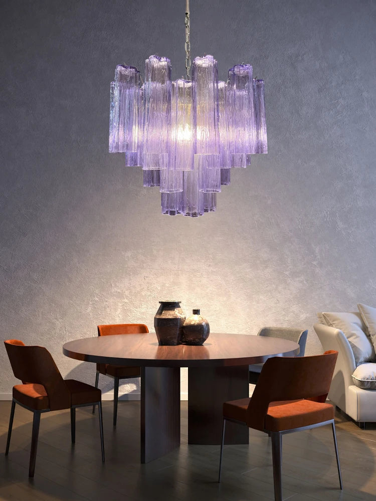 [Bellissima] Pink Glass Art Chandelier French E14