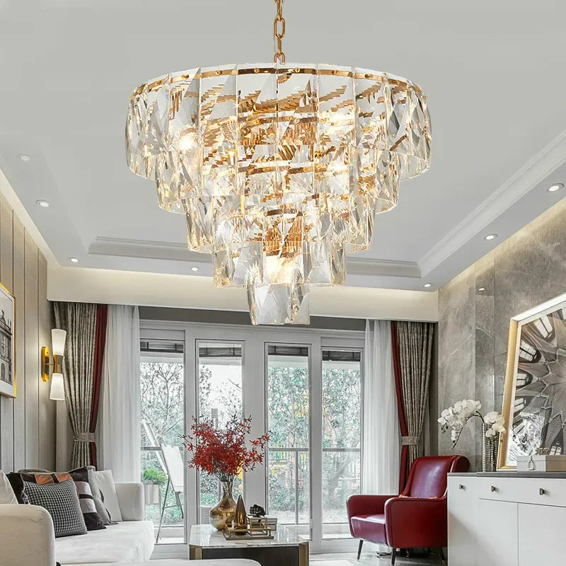 [Aurelia] Gold Crystal Chandelier Modern Lustre