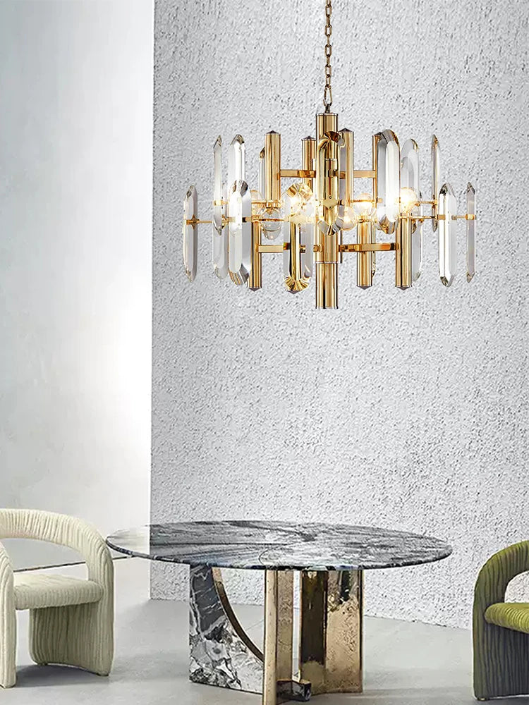 [Plafonnier] Crystal Ceiling Chandelier Brass Modern