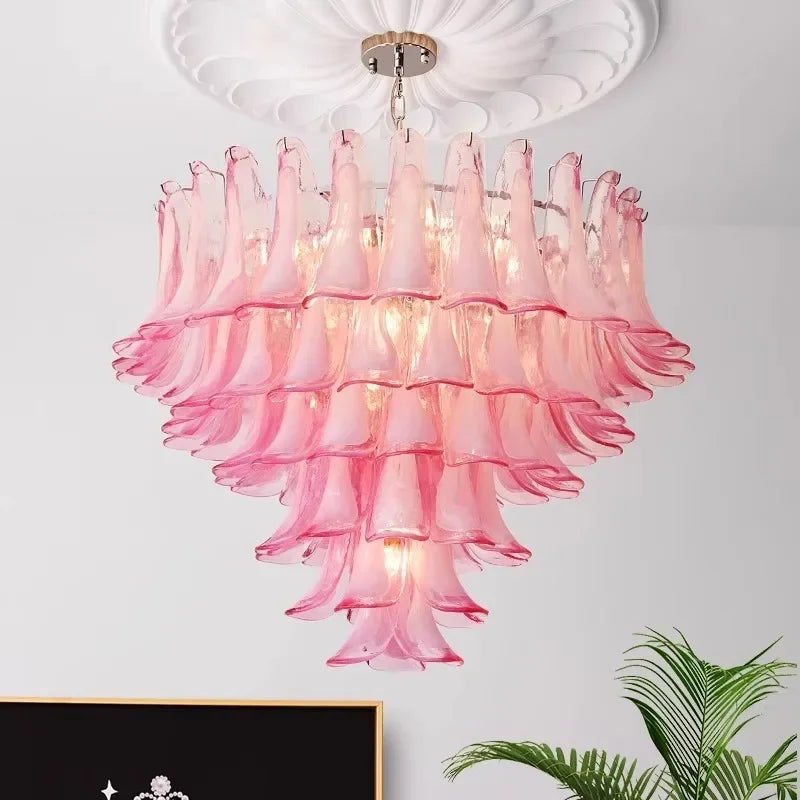 [Principessa] Pink Glass Villa Chandelier French Luxury