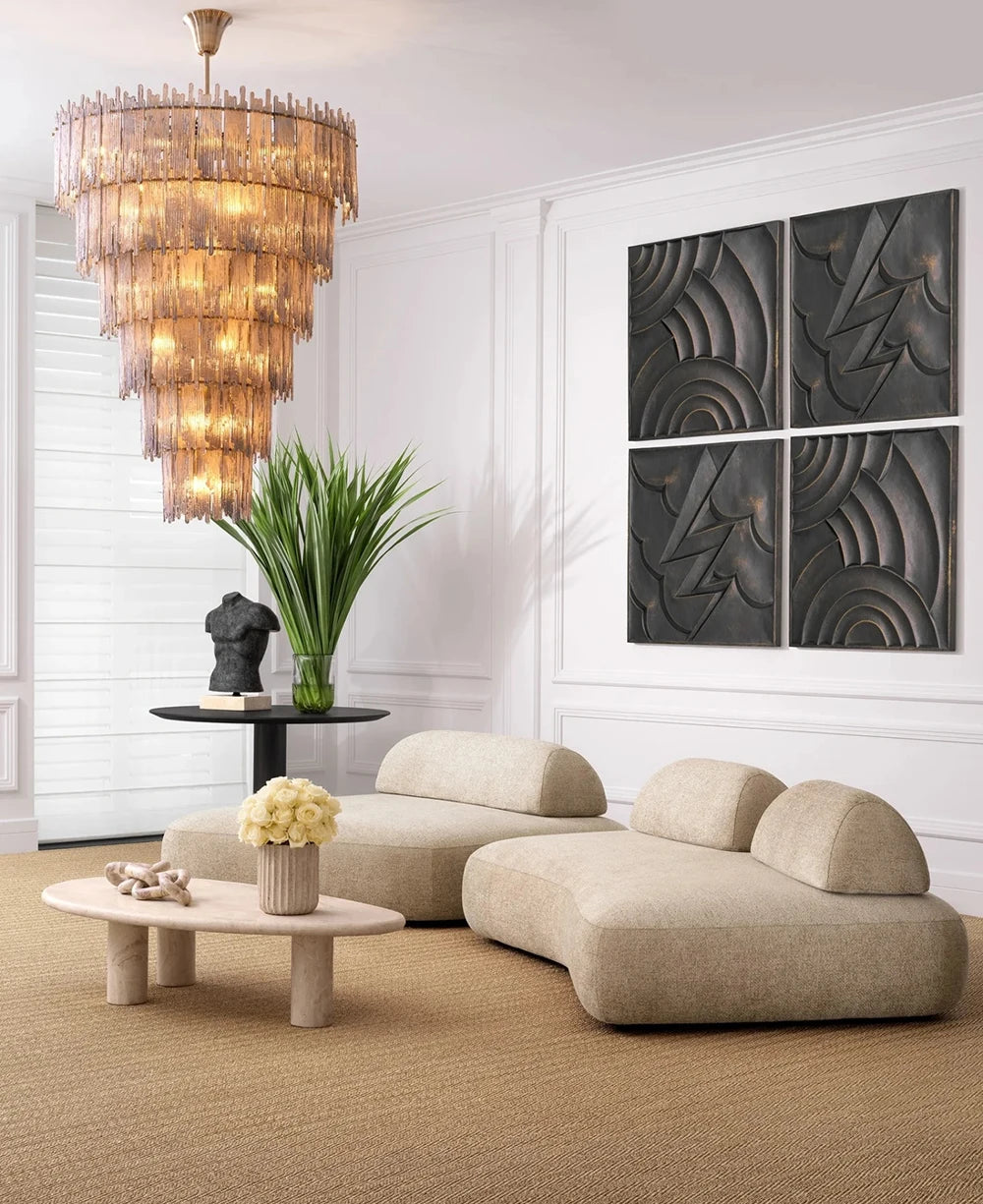 [Liberty] American Glass Chandelier Stainless Steel LED