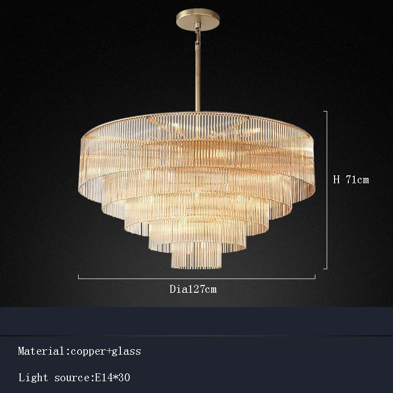 [Nordica] Nordic Luxury Glass Chandelier Gold Bar