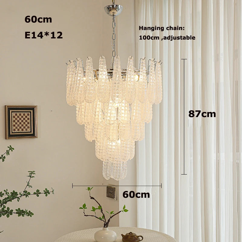 [coloreno] French Glass Chandelier Blue Pink White
