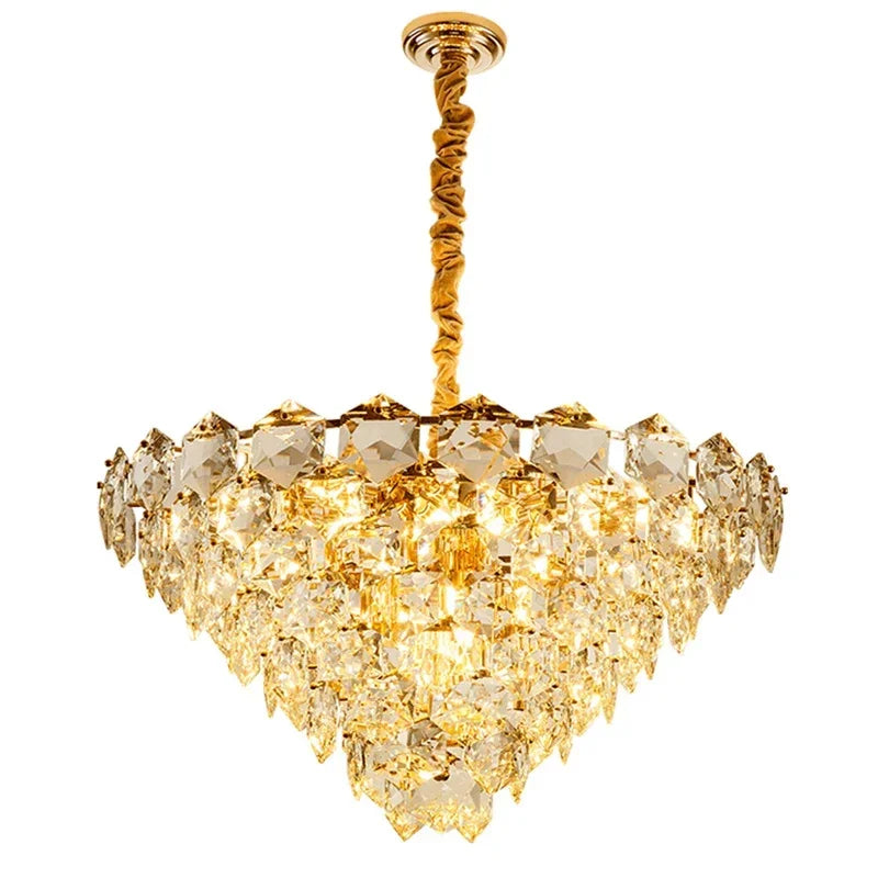 [Luminaire] Vintage Crystal LED Chandelier Gold Luxury