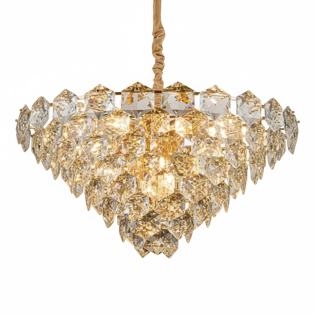 [Luminaire] Vintage Crystal LED Chandelier Gold Luxury