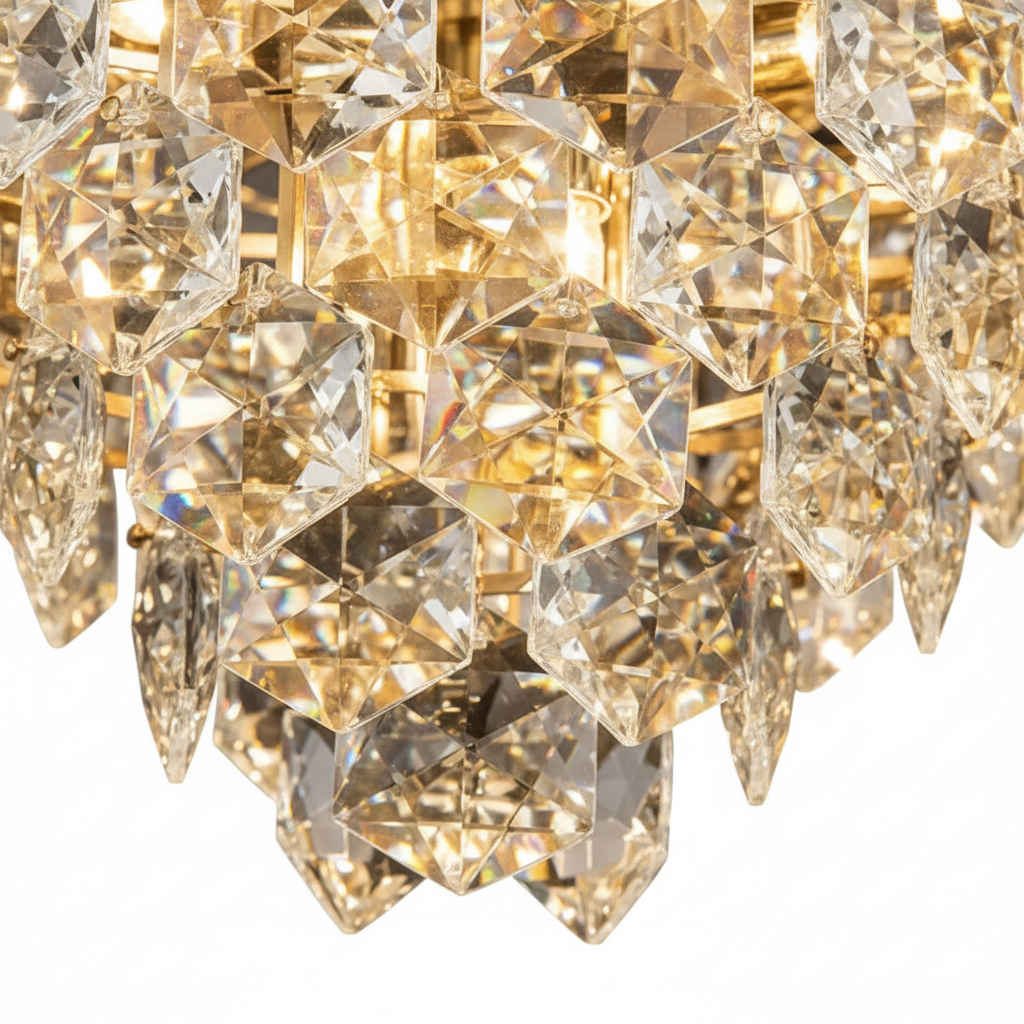 [Luminaire] Vintage Crystal LED Chandelier Gold Luxury