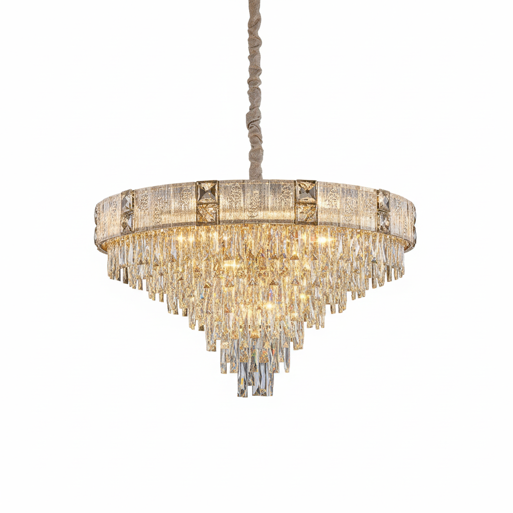 [Opulenza] Gold Crystal Chandelier Luxury
