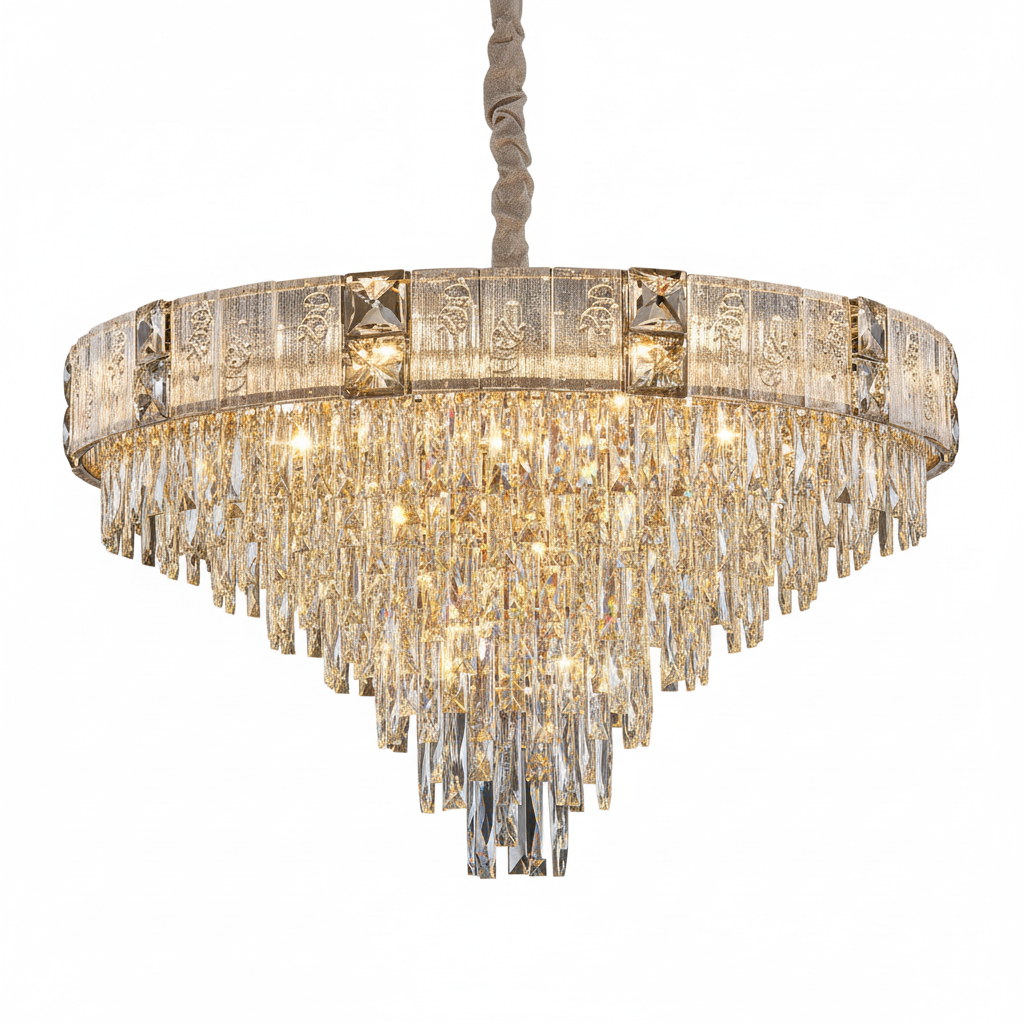 [Opulenza] Gold Crystal Chandelier Luxury